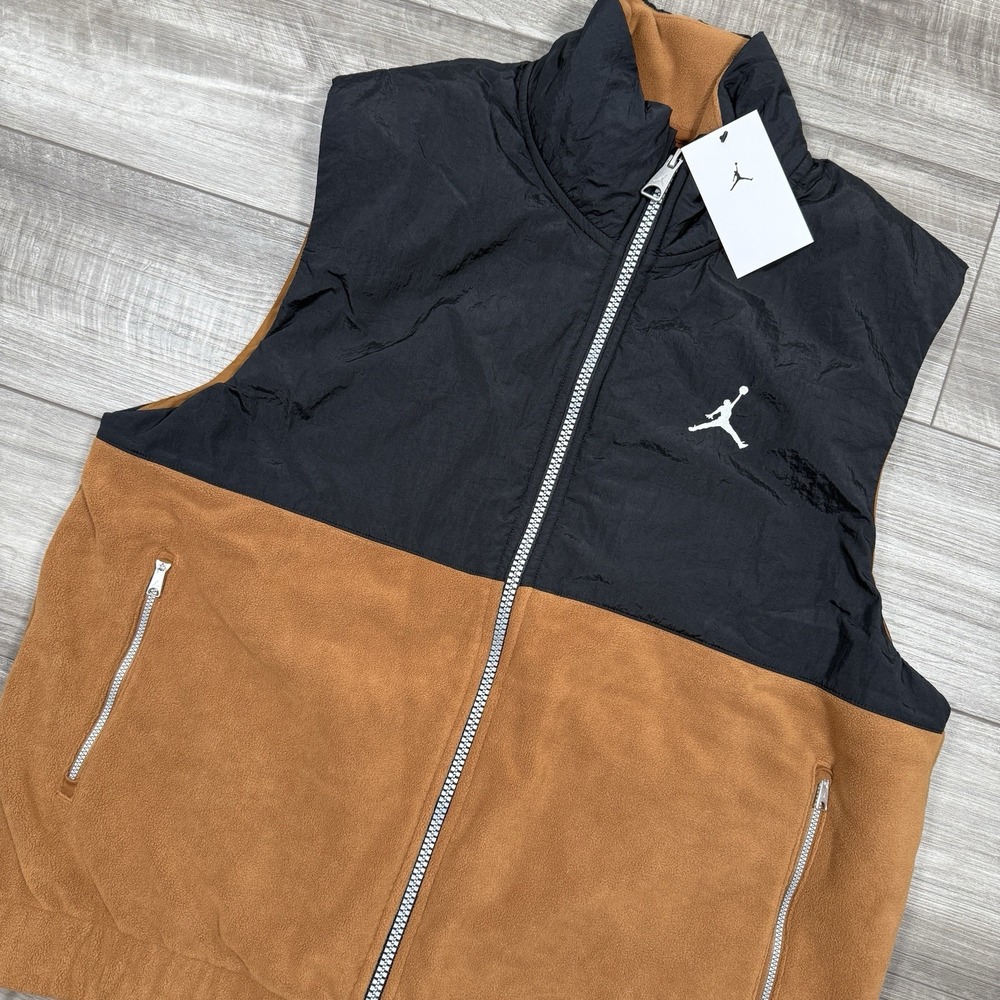 Nike Jordan Essentials Men's Winter Fleece Vest Brown Size Medium FD8628-281 NEW